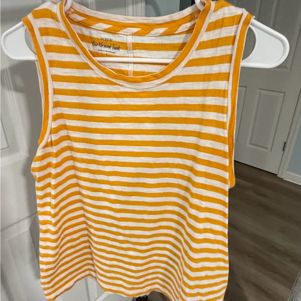 J. Crew Yellow and White Striped Sleeveless Tank never worn